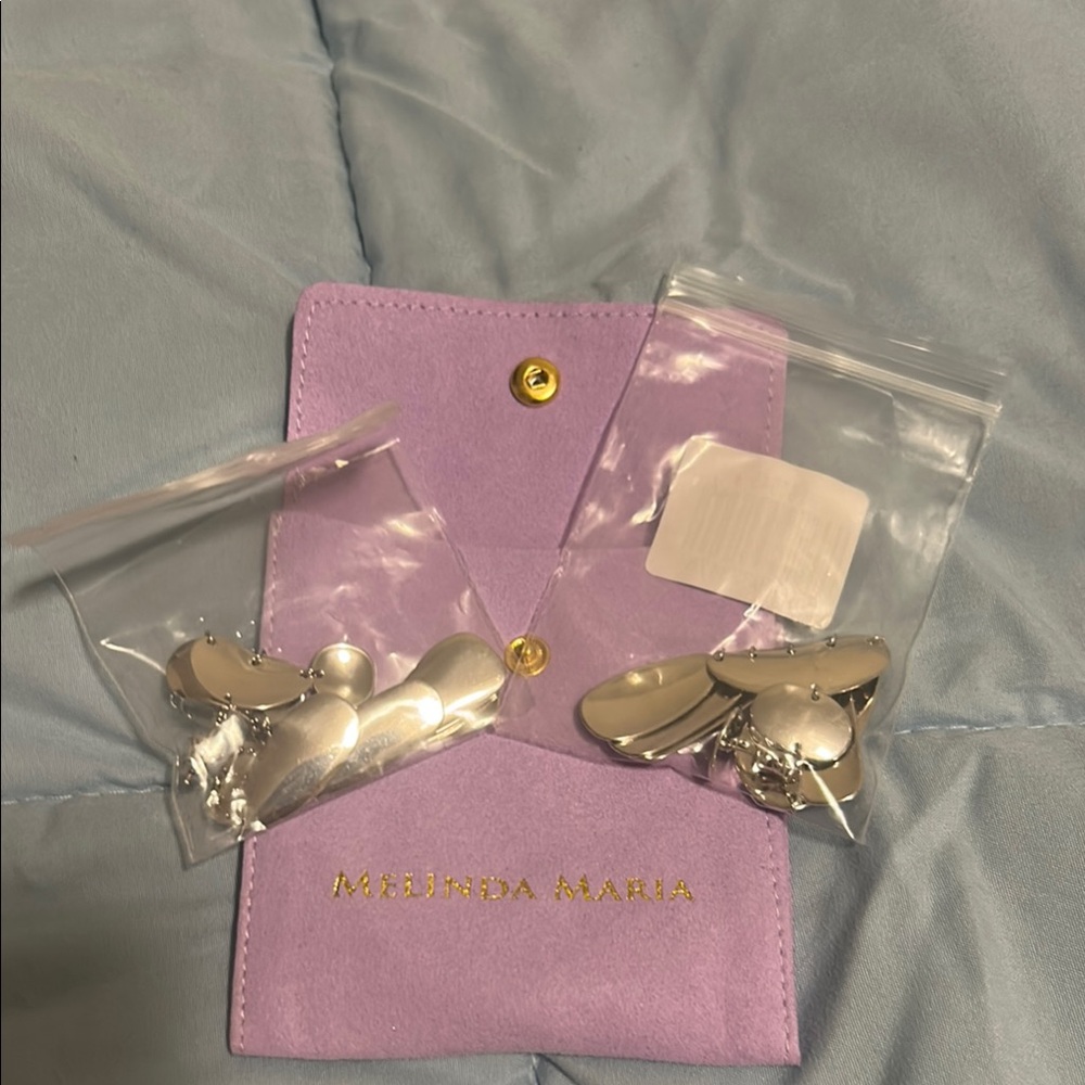 Melinda Maria Silver Earrings with Purple Pouch